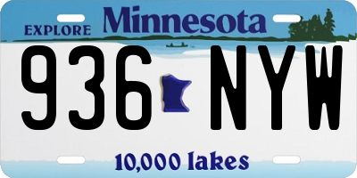MN license plate 936NYW