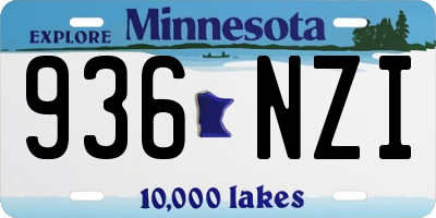 MN license plate 936NZI