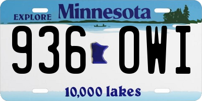 MN license plate 936OWI
