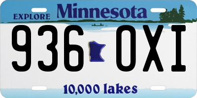 MN license plate 936OXI