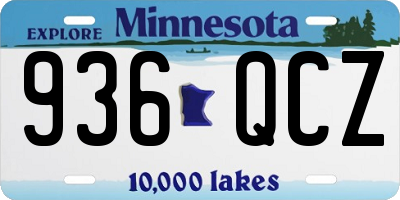 MN license plate 936QCZ