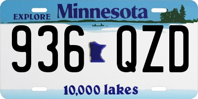 MN license plate 936QZD