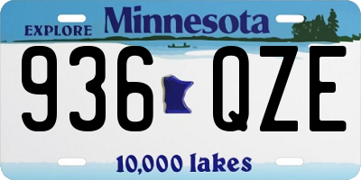 MN license plate 936QZE