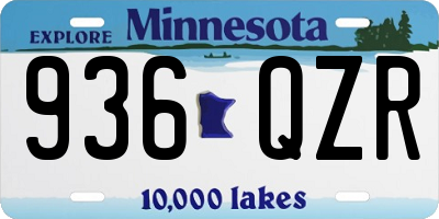 MN license plate 936QZR