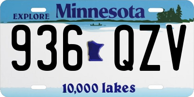 MN license plate 936QZV