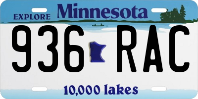MN license plate 936RAC