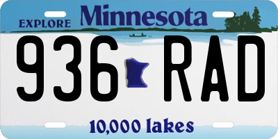 MN license plate 936RAD
