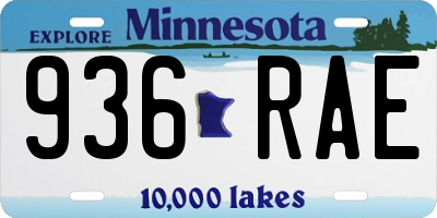 MN license plate 936RAE