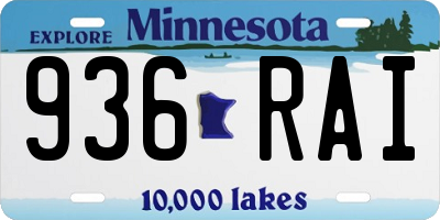 MN license plate 936RAI