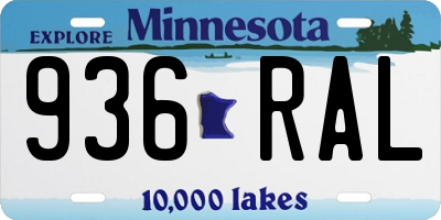 MN license plate 936RAL