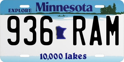 MN license plate 936RAM