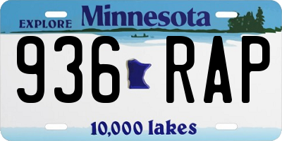 MN license plate 936RAP