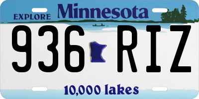MN license plate 936RIZ