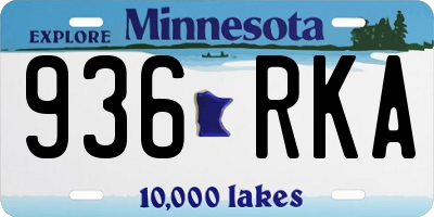 MN license plate 936RKA
