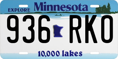 MN license plate 936RKO
