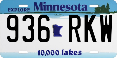 MN license plate 936RKW