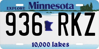 MN license plate 936RKZ