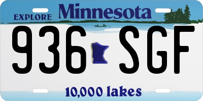 MN license plate 936SGF