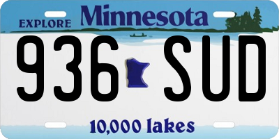 MN license plate 936SUD