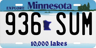 MN license plate 936SUM