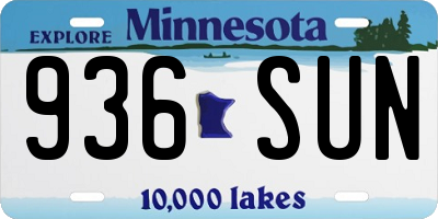MN license plate 936SUN
