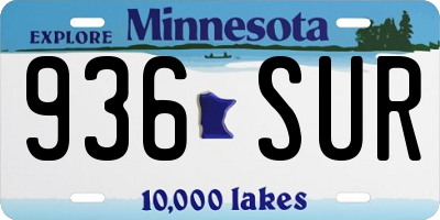 MN license plate 936SUR