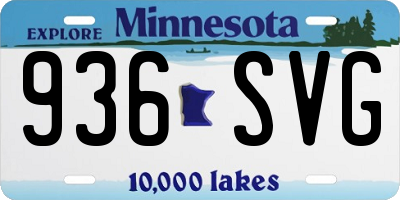 MN license plate 936SVG