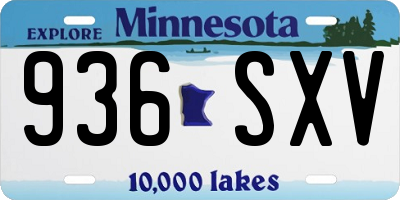 MN license plate 936SXV