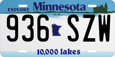MN license plate 936SZW