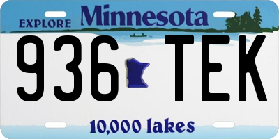 MN license plate 936TEK