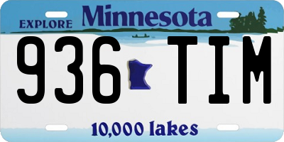 MN license plate 936TIM