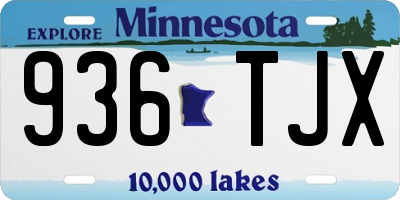 MN license plate 936TJX