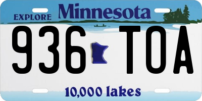 MN license plate 936TOA