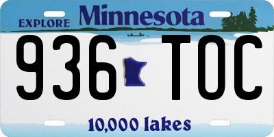 MN license plate 936TOC