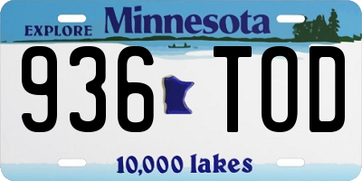 MN license plate 936TOD
