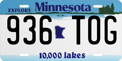 MN license plate 936TOG