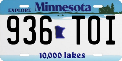 MN license plate 936TOI