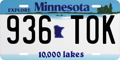 MN license plate 936TOK