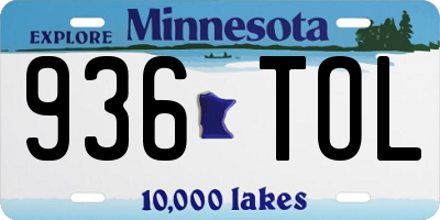 MN license plate 936TOL