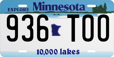 MN license plate 936TOO