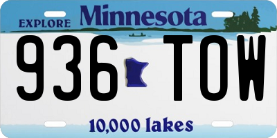MN license plate 936TOW