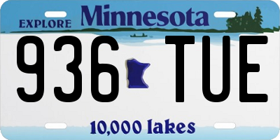 MN license plate 936TUE