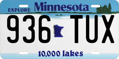 MN license plate 936TUX