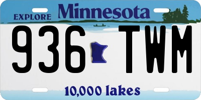 MN license plate 936TWM