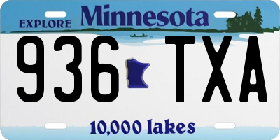 MN license plate 936TXA