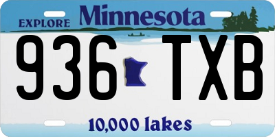 MN license plate 936TXB