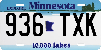 MN license plate 936TXK