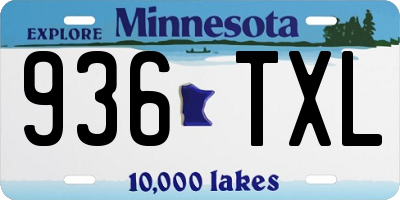 MN license plate 936TXL
