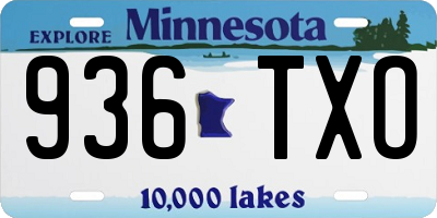 MN license plate 936TXO