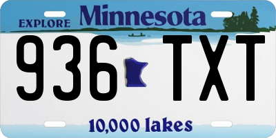 MN license plate 936TXT